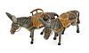 Cold Painted Bronze Miniature Burros Soldered Together Ca. 1900, H 2.5" L 5"