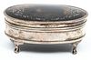 Birmingham English Footed Sterling Silver & Tortoise Jewelry Box, 1850 H 1.7" W 2.7" L 4"