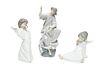 Lladro (Spanish) Porcelain Angels H 10" W 9" Depth 6" 3 pcs