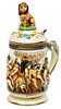Capodimonte (Italian) Hand Painted Porcelain Covered Tankard H 10.75" L 6.75"