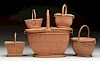 Lot Of 5: Woven Baskets.