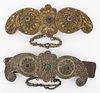 ANTIQUE OTTOMAN FILIGREE-DECORATED METAL LARGE BELT BUCKLES, LOT OF TWO