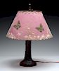 Van Briggle Pottery Lamp with Satin Glass Shade.