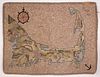 Antique Hooked Rug, Map of Cape Cod, early 20th Century
