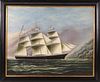 Contemporary China Trade Style Oil on Canvas "Portrait of the Square Rigged Ship Palmer"