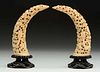 Lot Of 2: Carved Ivory Tusks.