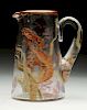 Hand Painted Glass Pitcher W/ Lobster & Crab.