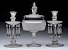 Lot of 3: Crystal Candlesticks & Compote.