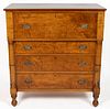 AMERICAN CLASSICAL TIGER MAPLE CHEST OF DRAWERS