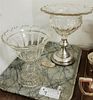 TRA 19THc ENGLISH CUT GLASS COMPOTES-1 W/STERL. BASE