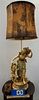 c1915 WHITE METAL GROUP SGND. AUGUST MOREAU 23" MADE INTO A LAMP 4' TOTAL