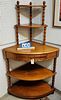 19TH C PINE FAUX BAMBOO 1 DRAWER CORNER SERVING STAND 70-1/2"H X 39"W