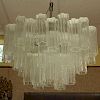 Mid Century Italian Camer Glass Chandelier with Venini Tronchi Hanging Crystals