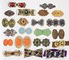 ANTIQUE / VINTAGE FLORAL / FOLIATE RHINESTONE AND OTHER BELT OR DRESS BUCKLES, LOT OF 20