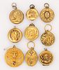 ANTIQUE / VINTAGE KNIGHTS OF PYTHIAS FRATERNAL LOCKETS / WATCH FOBS, LOT OF NINE