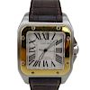 Man's Cartier de Santos 2656 Stainless Steel and 18 Karat Yellow Gold Automatic Movement Watch with Crocodile Strap