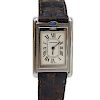 Cartier Tank Buscalante 2405 Stainless Steel Watch with Quartz Movement and Crocodile Strap