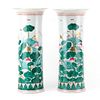 Pair of Vintage Chinese Hand Painted Cylindrical Porcelain Vases