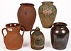 AMERICAN EARTHENWARE / REDWARE ARTICLES, LOT OF FIVE