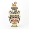 Chinese Carved Bone Polychrome Covered Urn