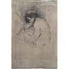 Hilton Leech, American (1906-1969) Abstract Etching "Old Violinist" Pencil Signed Lower Right