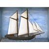 Vintage Ralph Lauren Wood Carved Half Hull Sailing Ship Model in Shadowbox Frame