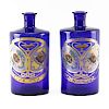 Pair of Cobalt Glass Gilt Painted "Pharmacie Continentale" Apothecary Bottles