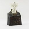 Antique French Art Nouveau Plaster and Polychrome Bust