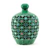 Vintage Mojolica Style Green Glazed Reticuated Double Wall Vase