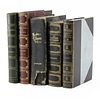 Lot of Five (5) Antique Leather Bound Hardcover Books