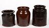 MID-ATLANTIC EARTHENWARE / REDWARE CANNERS / JARS, LOT OF THREE