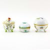 Grouping of Three (3) Herend Porcelain Covered Trinket Boxes