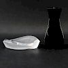 Baccarat Black Glass Vase and Lalique "Phillipines" Ashtray