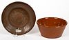 MID-ATLANTIC EARTHENWARE / REDWARE KITCHEN ARTICLES, LOT OF TWO
