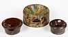 MID-ATLANTIC EARTHENWARE / REDWARE SPITTOONS, LOT OF THREE
