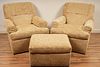 Leo Burke Upholstered Club Chairs With Ottoman  