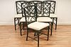 Set of Six Chinese Chippendale Style Metal Bamboo Dining Chairs 