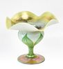 SIGNED TIFFANY FAVRILE PULLED FEATHER TULIP VASE