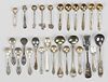 ASSORTED STERLING AND OTHER SILVER SALT SPOONS, LOT OF 27