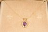 2.14g TW 14K Gold Amethyst With Diamond Necklace 