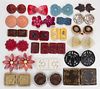 ANTIQUE / VINTAGE FLORAL / FOLIATE PLASTIC AND OTHER BELT / DRESS BUCKLES AND BROOCH, LOT OF 22