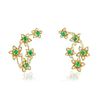 Emerald and Diamond Flower Gold Earrings