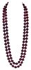 Double Strand Cherry Amber Bead Necklace with Sterling Clasp