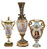 Three French Porcelain Cabinet Vases