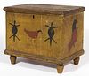 FINE AND RARE STIREWALT SCHOOL, SHENANDOAH VALLEY OF VIRGINIA, PAINT-DECORATED YELLOW PINE AND POPLAR CHILD'S BLANKET CHEST