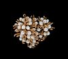 14K Cultured Pearls Mounted in a Brooch