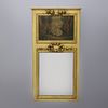 Antique French Louis XVI Style Carved Trumeau Mirror with Genre Painting, C1920