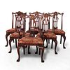 Six Antique Chippendale Style Mahogany Slat Back Dining Chairs c1930