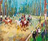Louis Vidal Oil On Canvas Horse Racing Scene