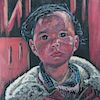 E. Metzger Nepalese Child  Portrait Oil on Panel
